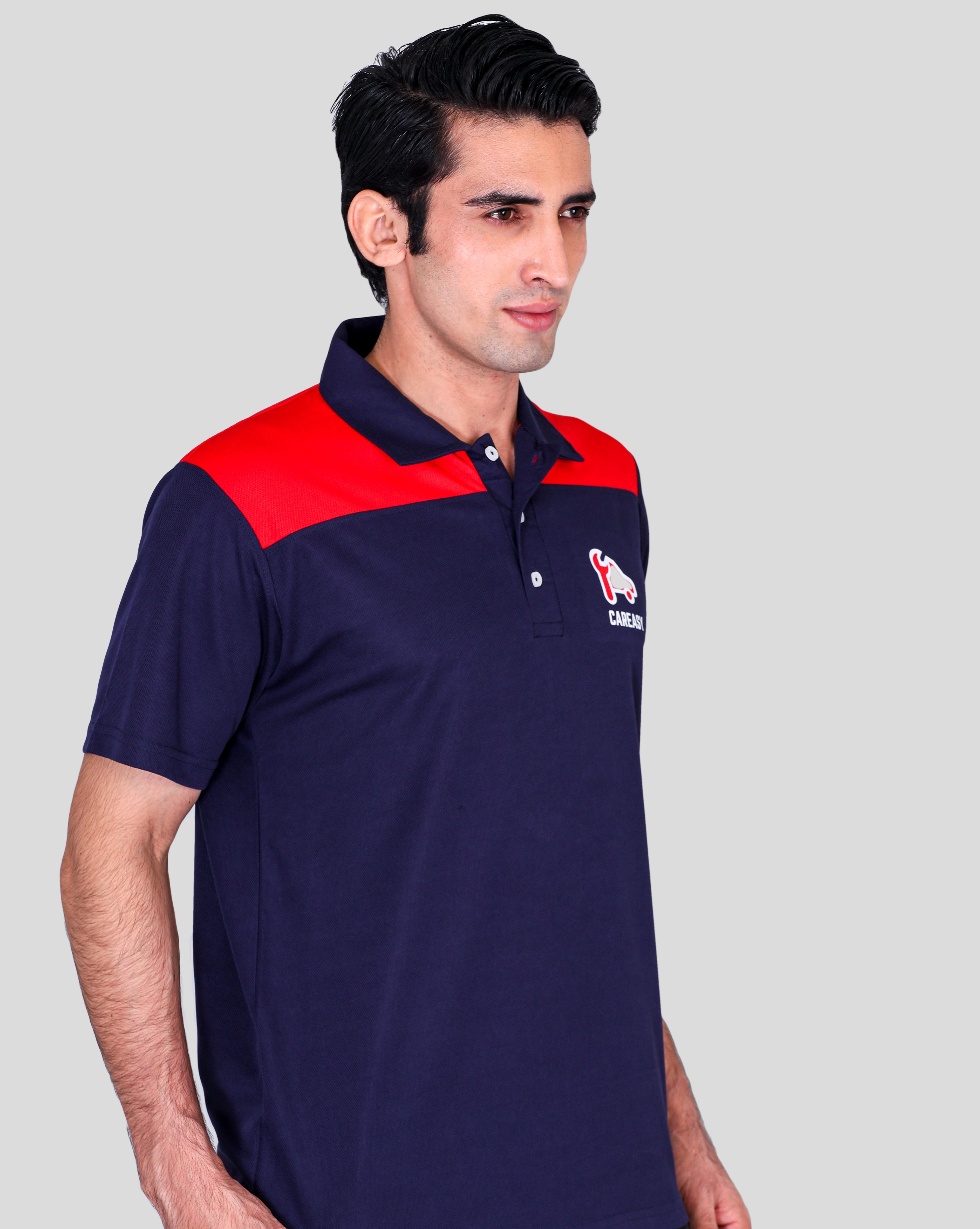 Blue and red dual colour customized corporate dry fits t-shirts 