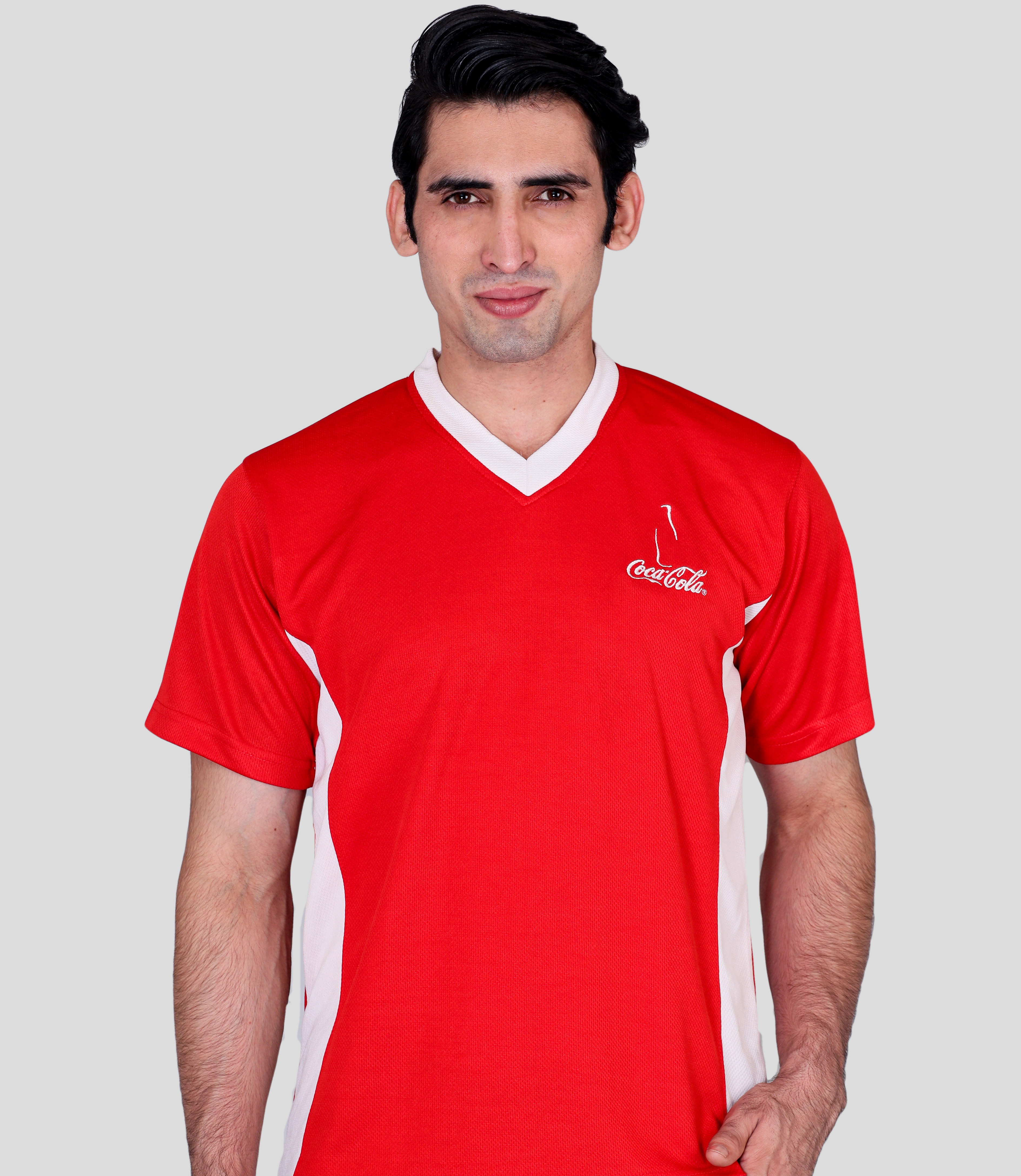 White and red combination customized corporate dry fits t-shirts 
