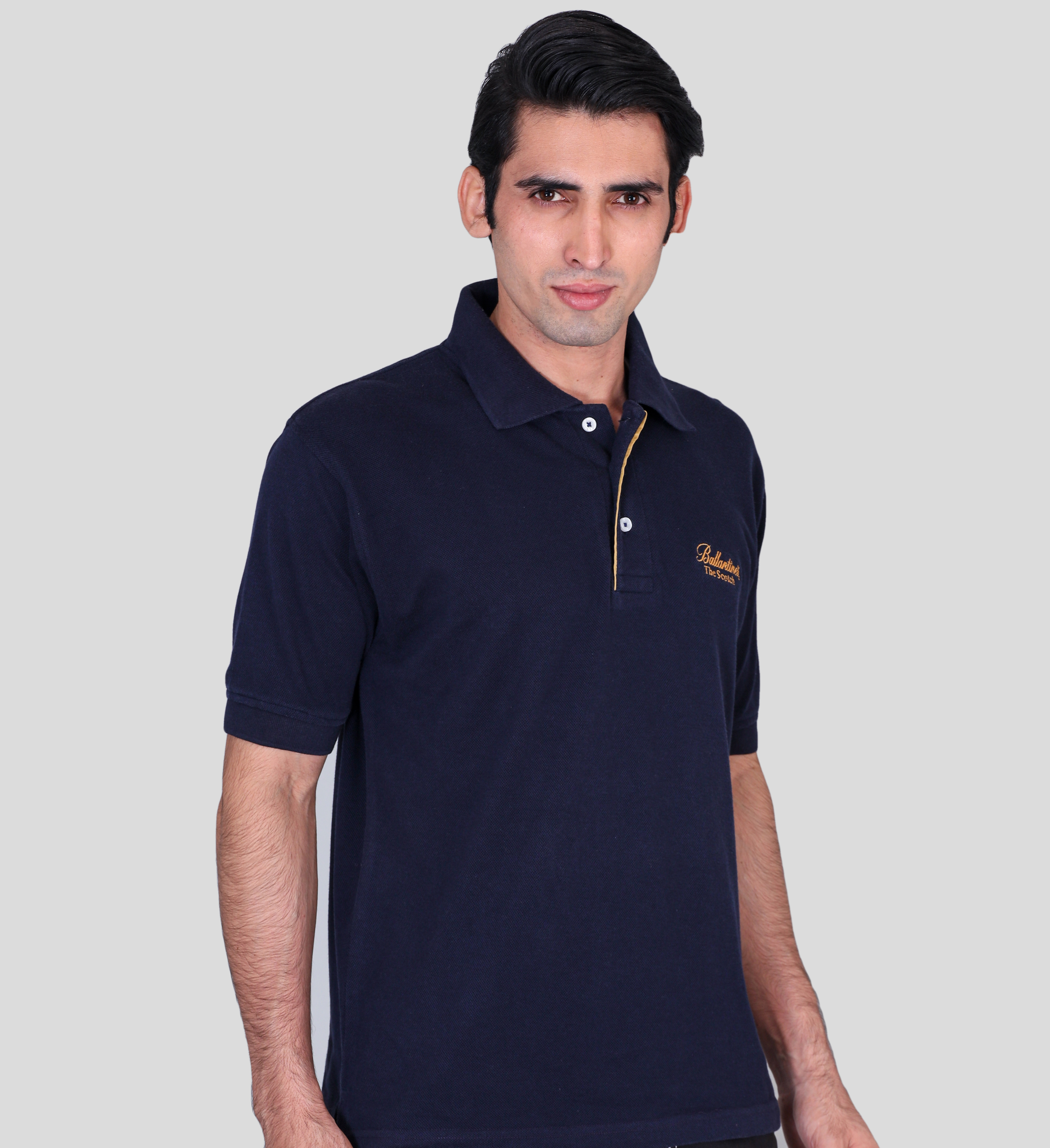 Ballantines navy blue promotional polo t-shirts supplier 
