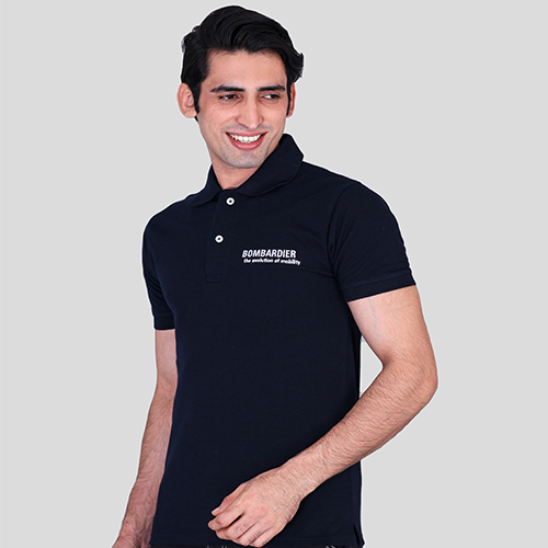 Bombardier navy blue promotional polo t-shirts supplier 