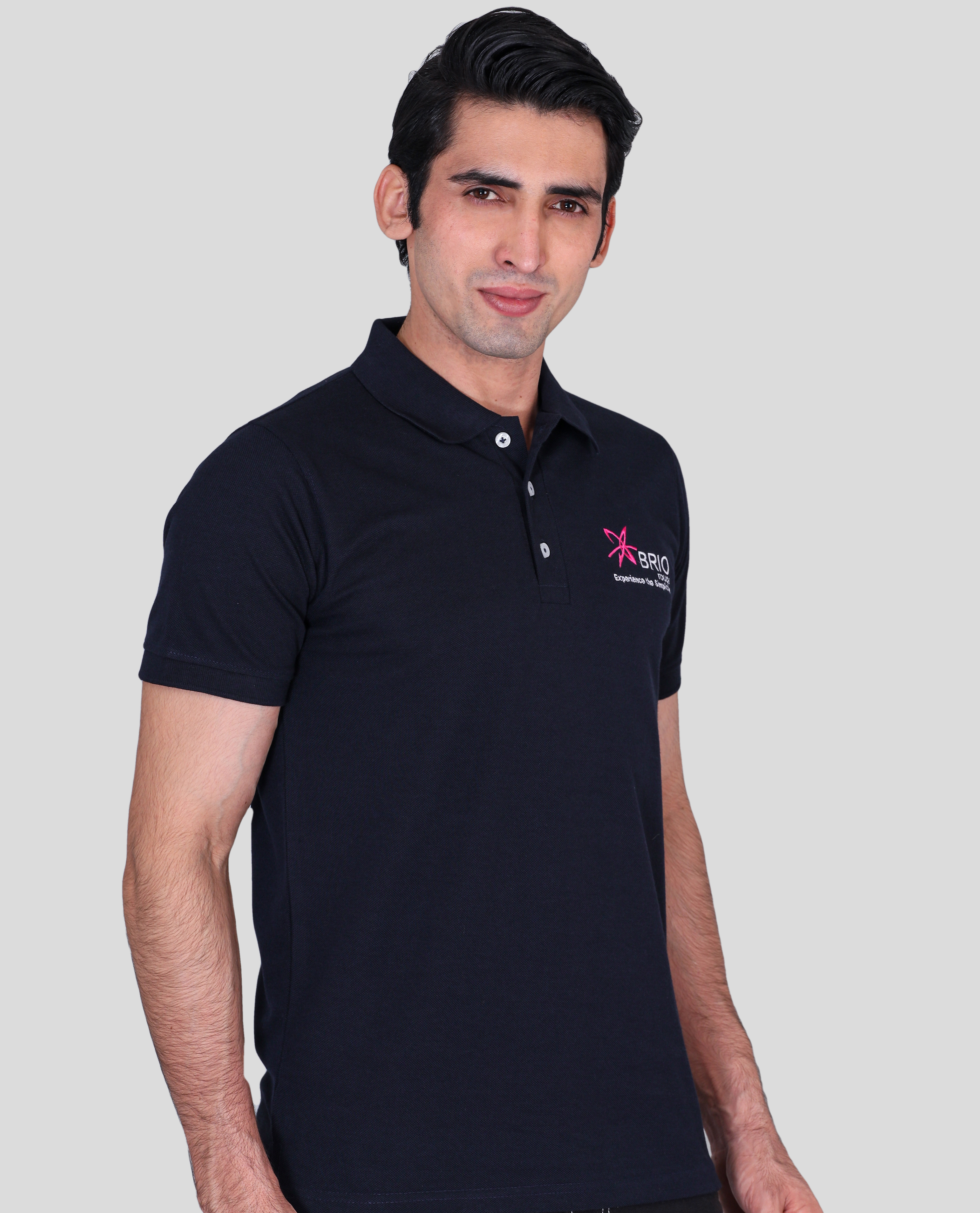 Brio black promotional polo t-shirts supplier 