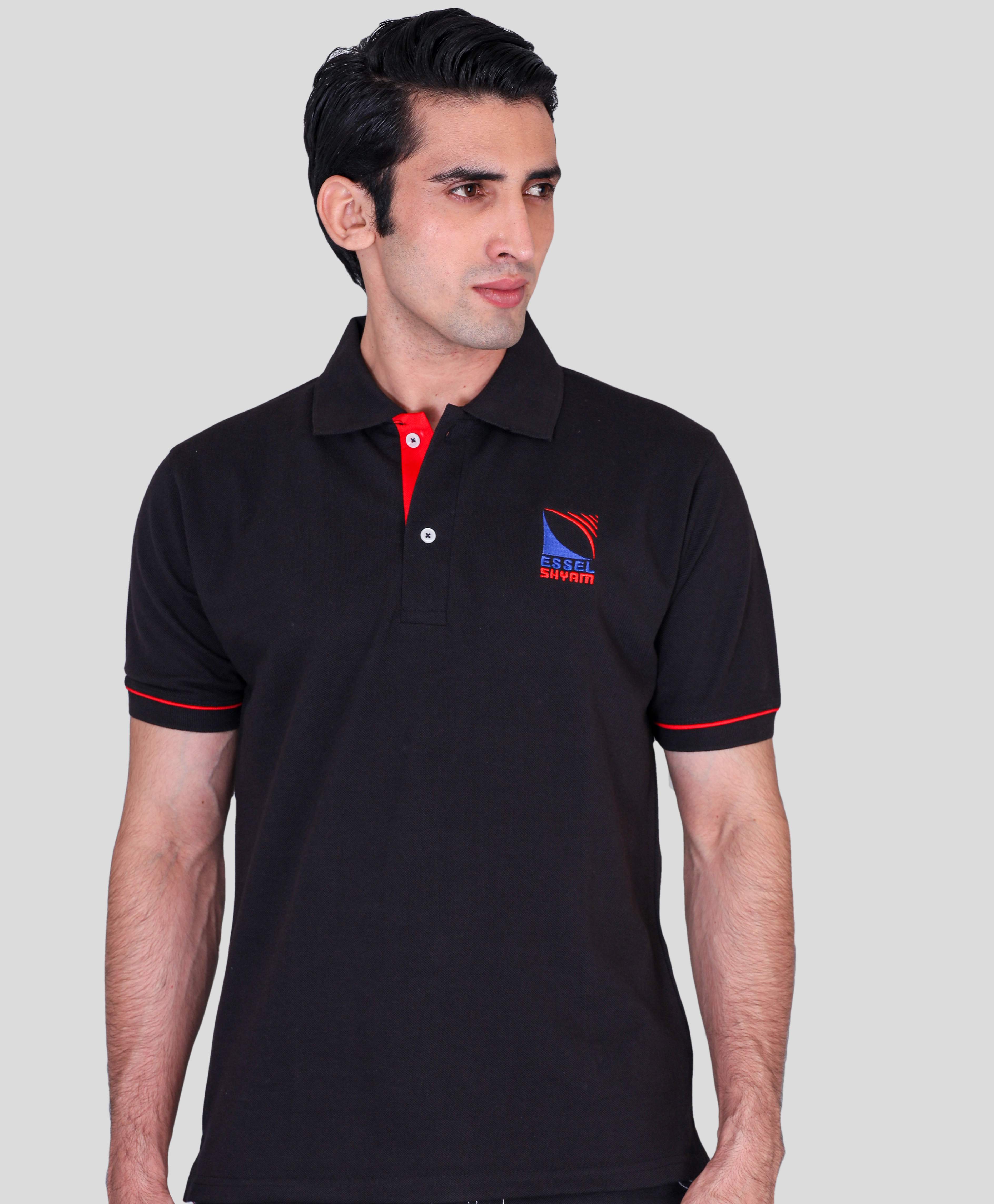 Essel Shyam black promotional polo t-shirts supplier 