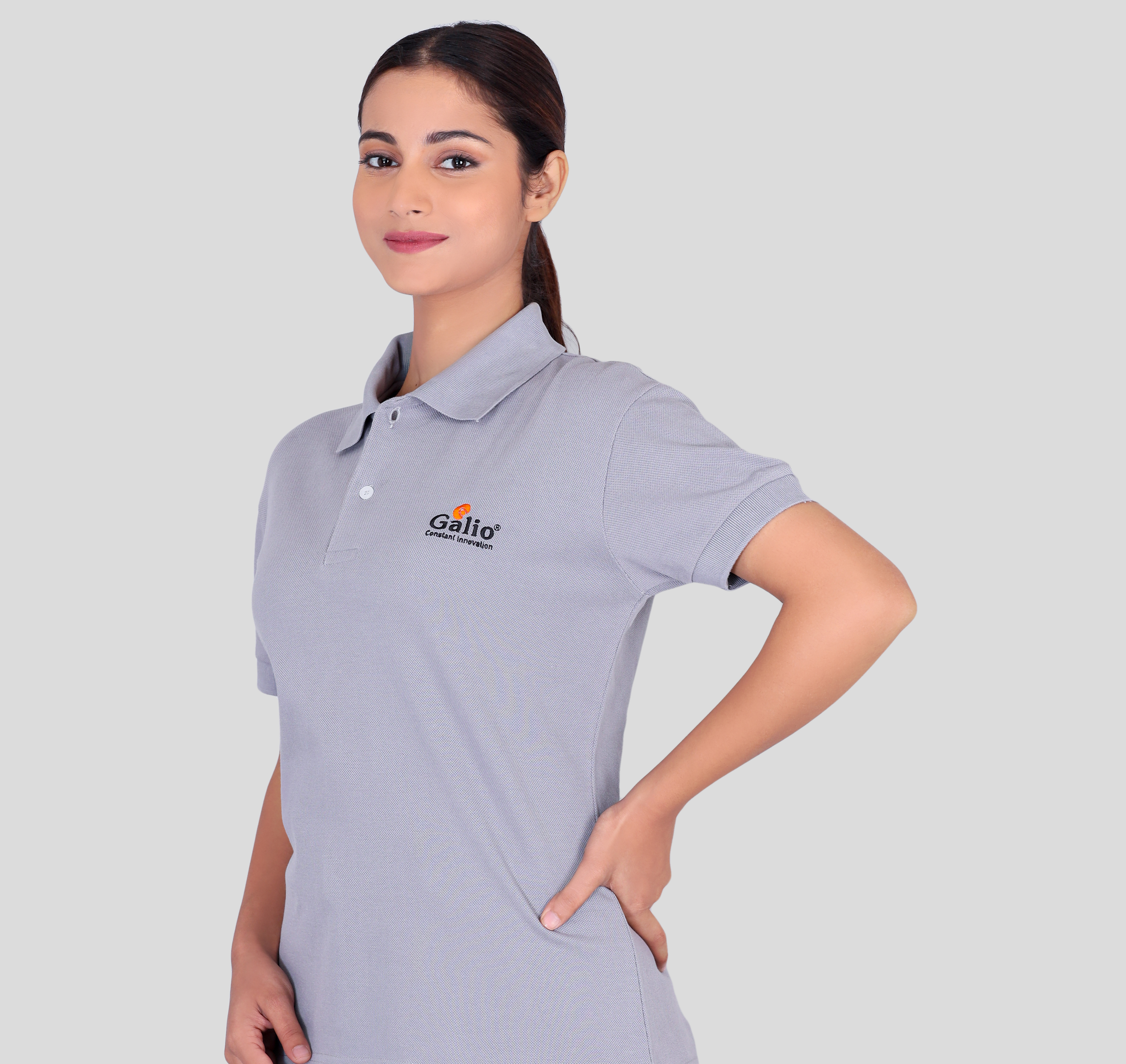 Galio solid grey promotional polo t-shirts supplier 
