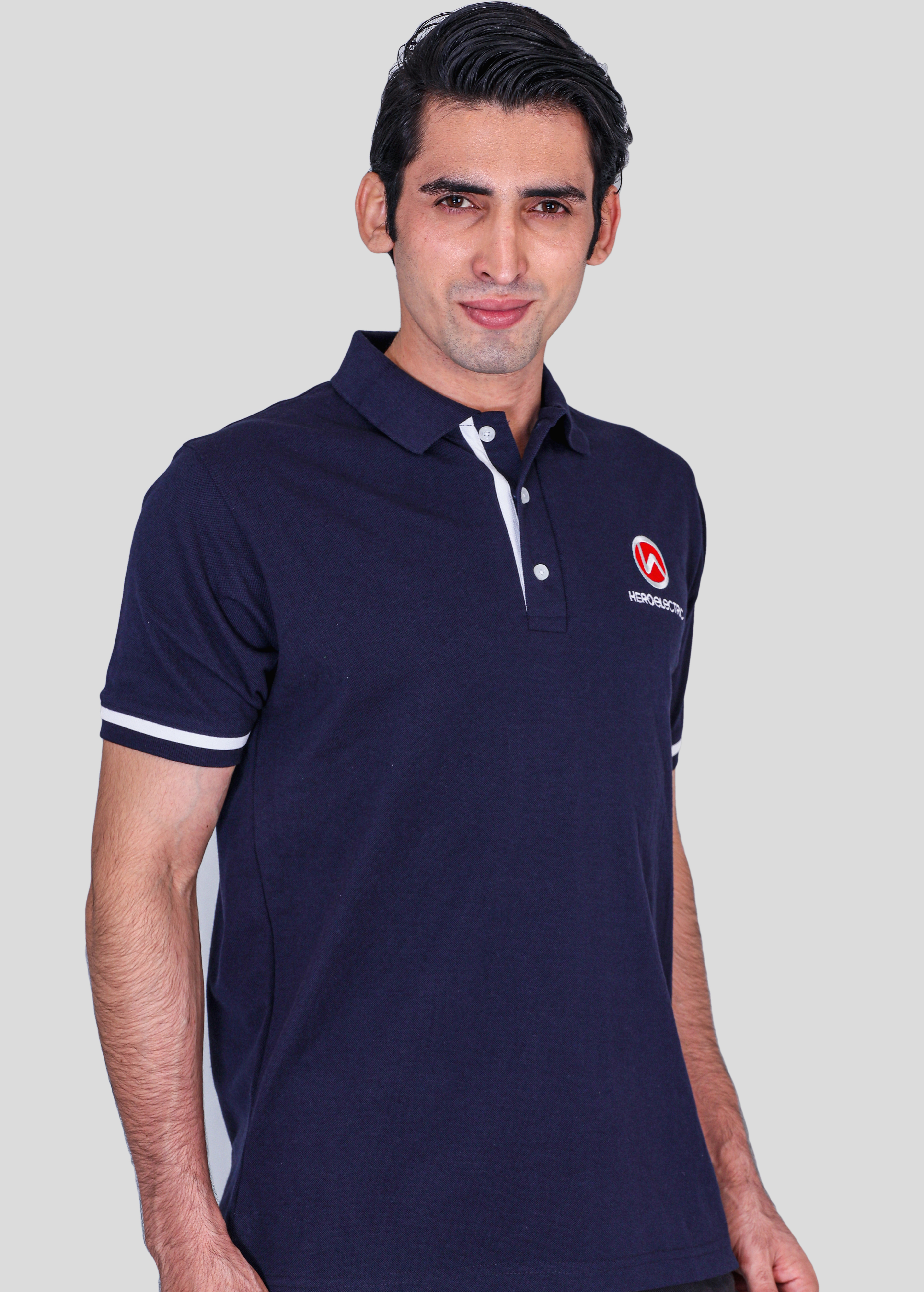 Hero electric navy blue promotional polo t-shirts supplier 