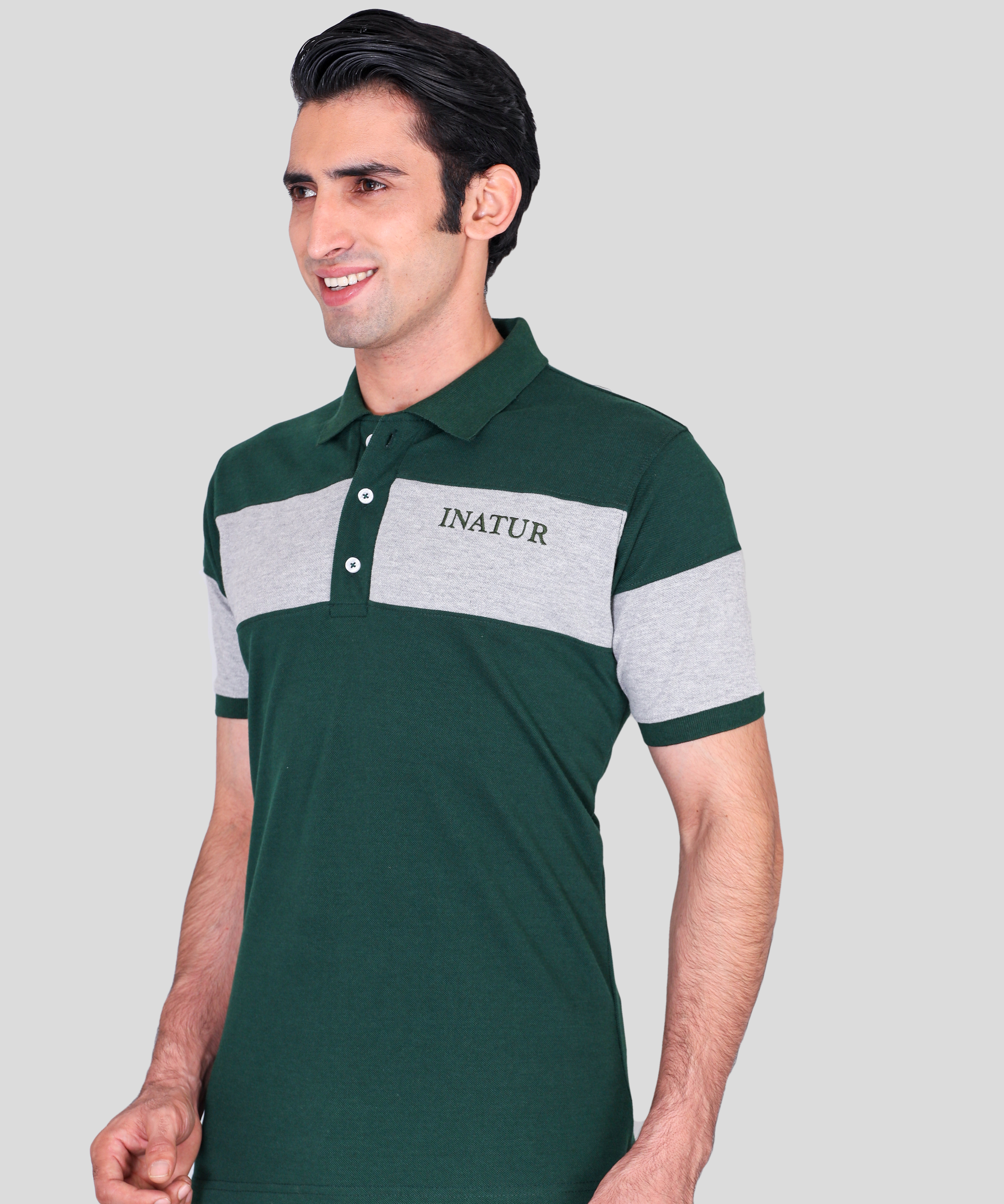 Inatur bottle green promotional polo t-shirts supplier 