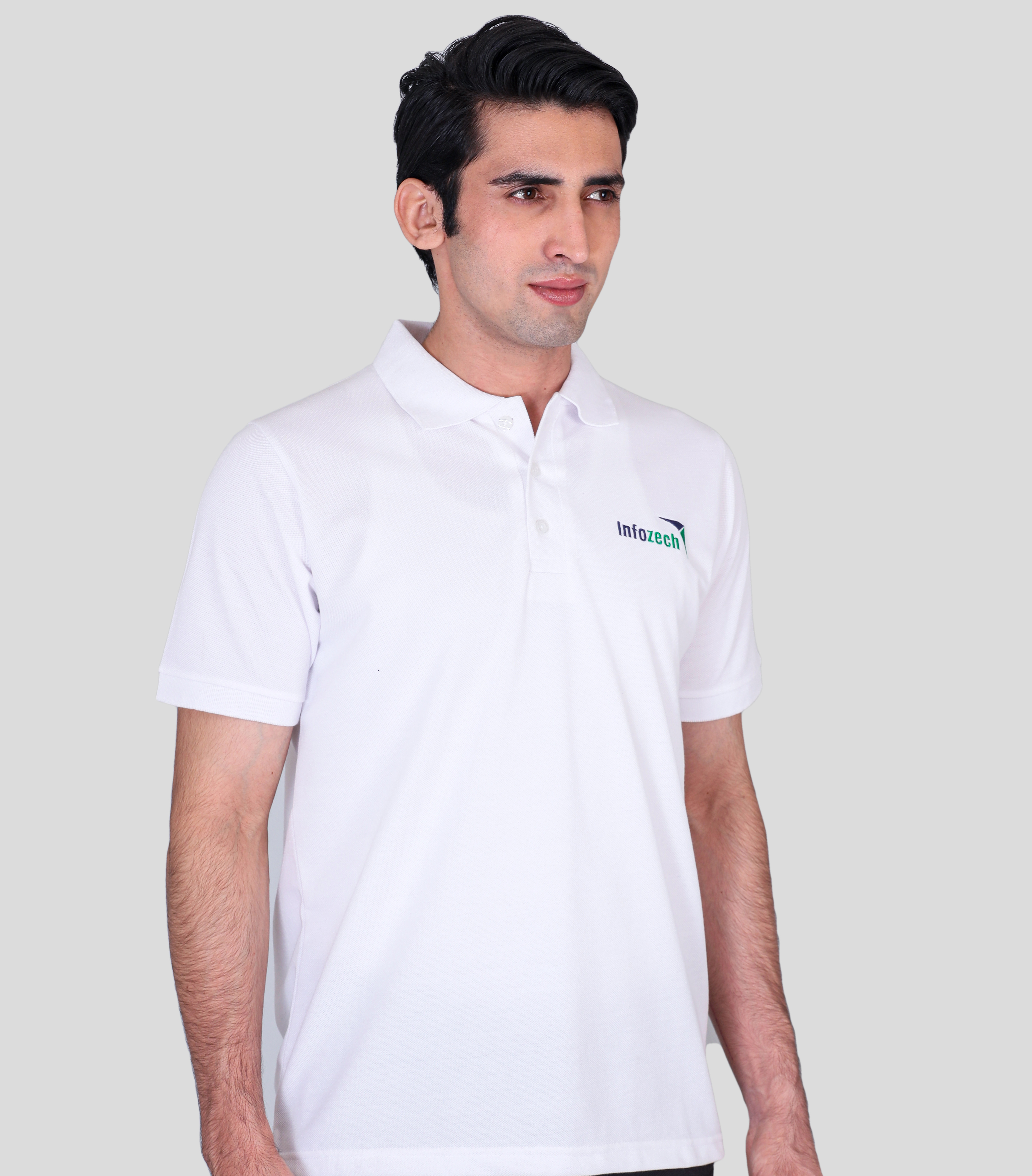 Infozech white promotional polo t-shirts supplier 