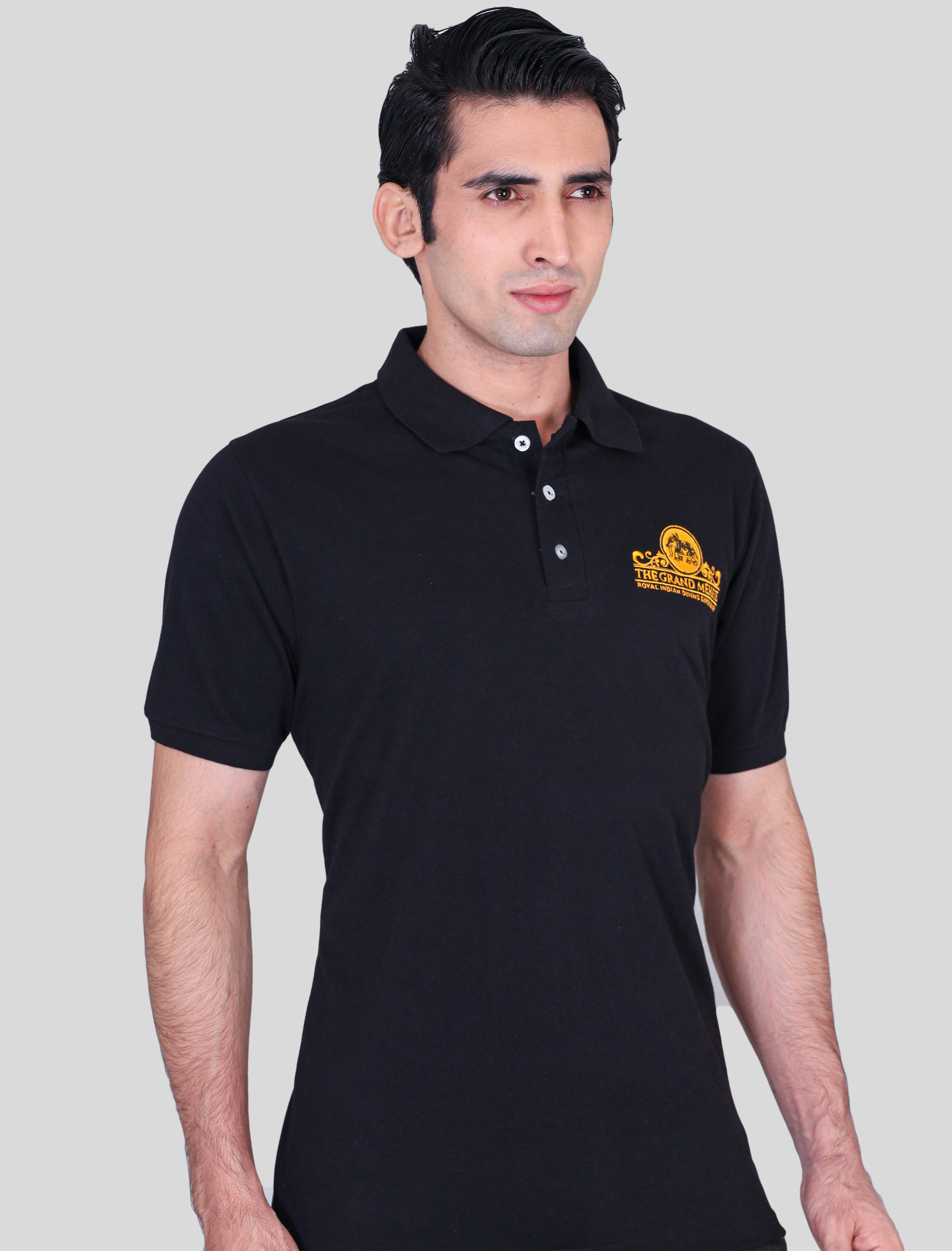 The grand mehfil black promotional polo t-shirts supplier 