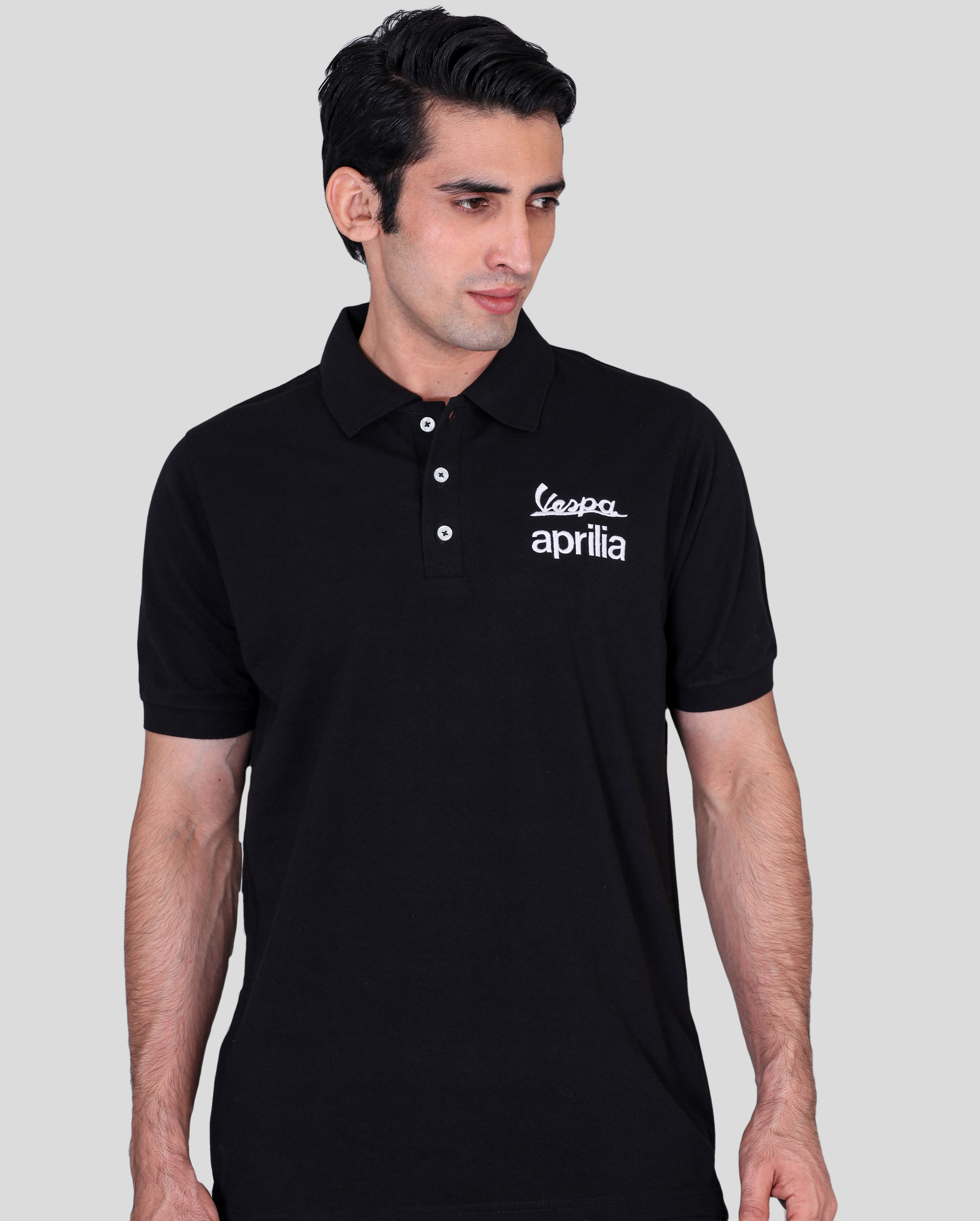 Vespa black promotional polo t-shirts 