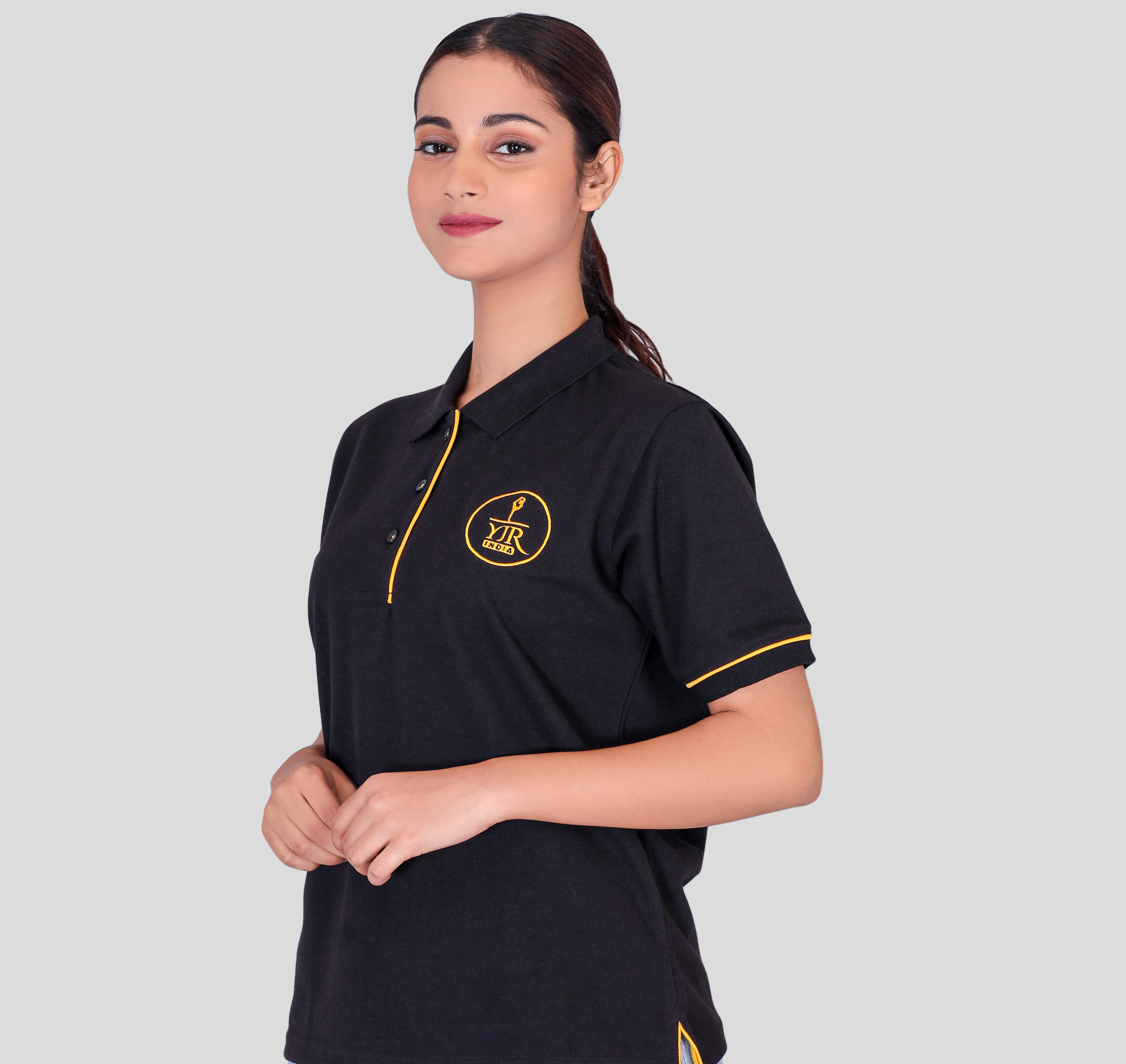 Yjr black promotional polo t-shirts supplier 