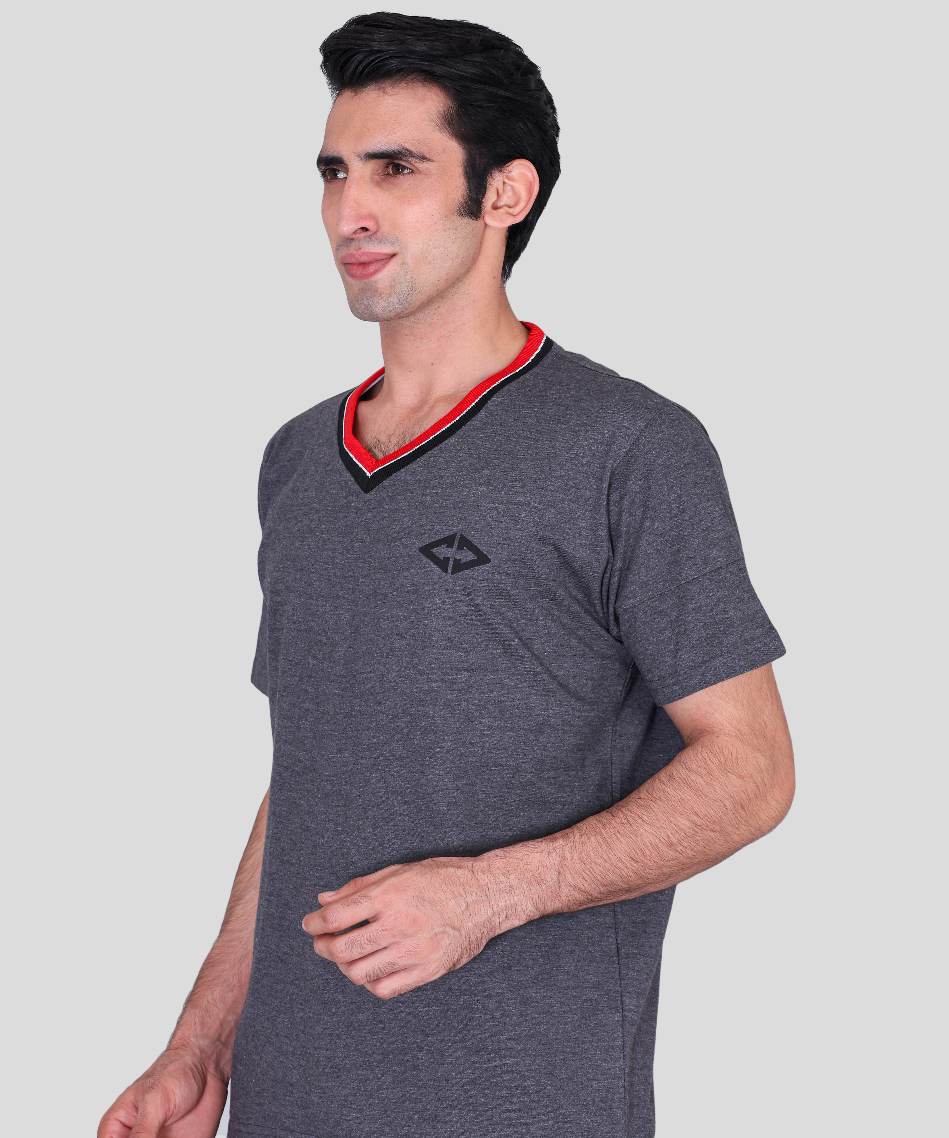 Antra grey v neck single jersey promotional round neck t-shirts
