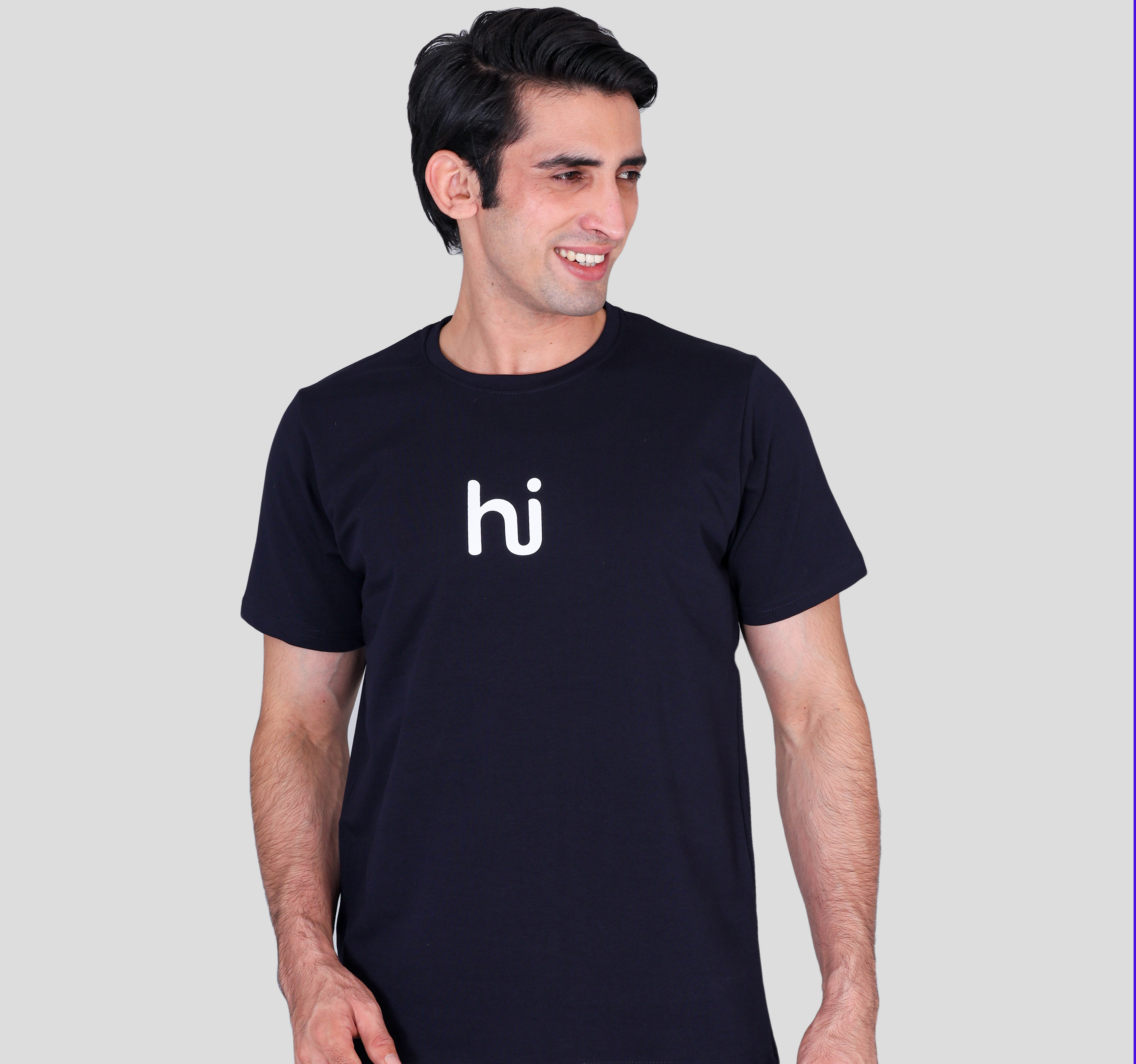 Navy blue single jersey tee promotional round neck t-shirts